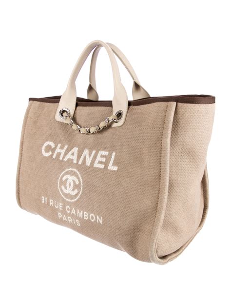 chanel brown deauville tote handbag|chanel deauville tote large size.